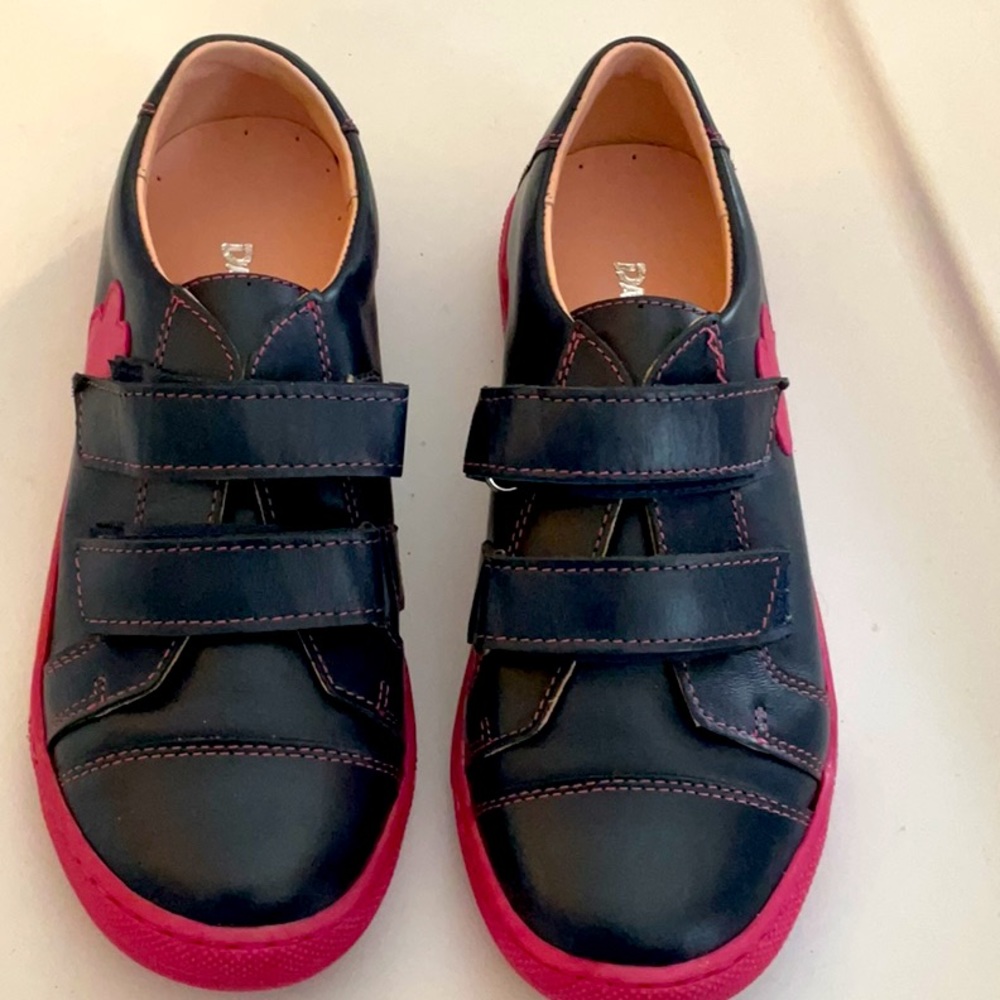 New Blue leather sneaker with flower